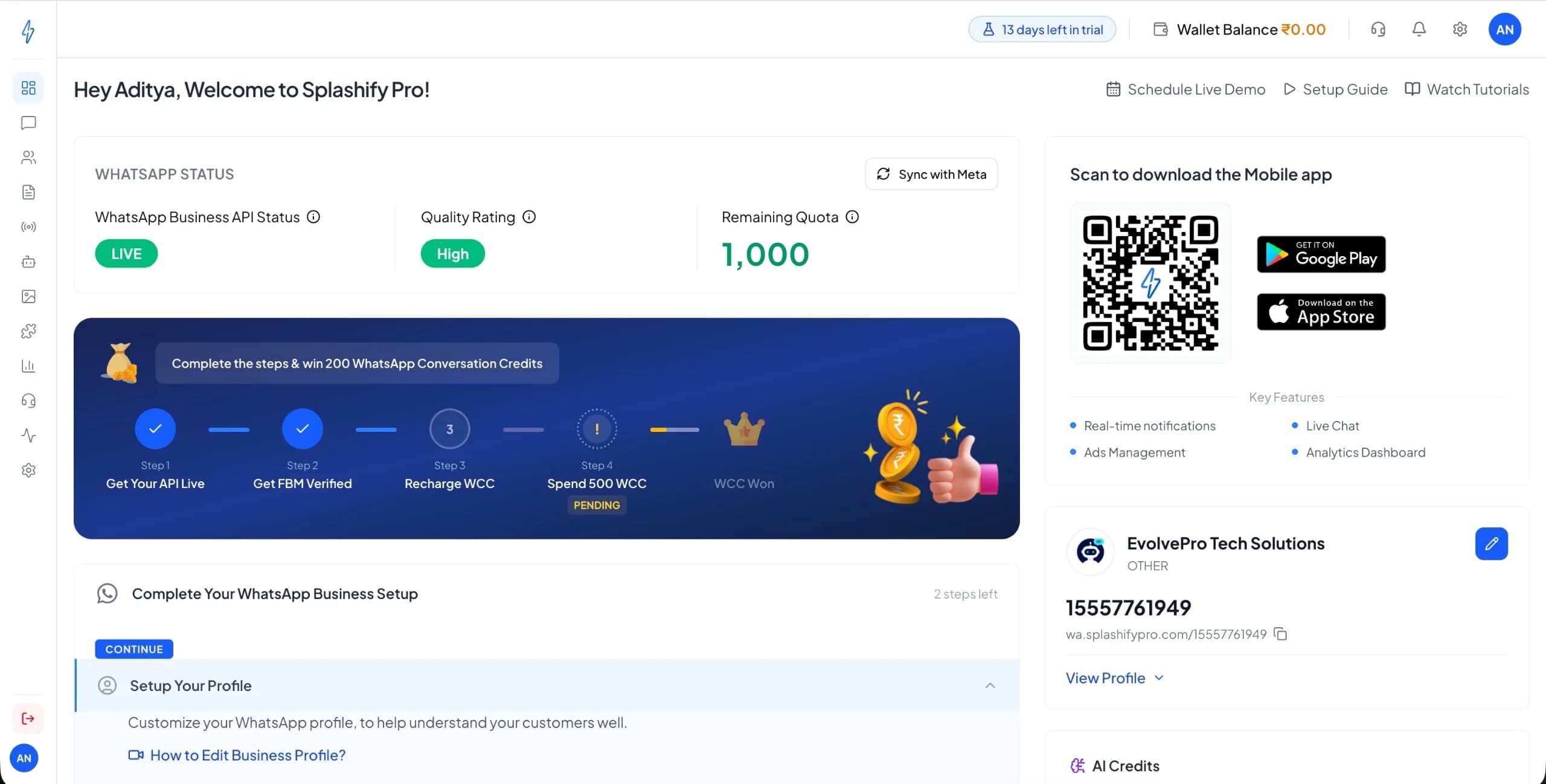 Splashify Pro Dashboard